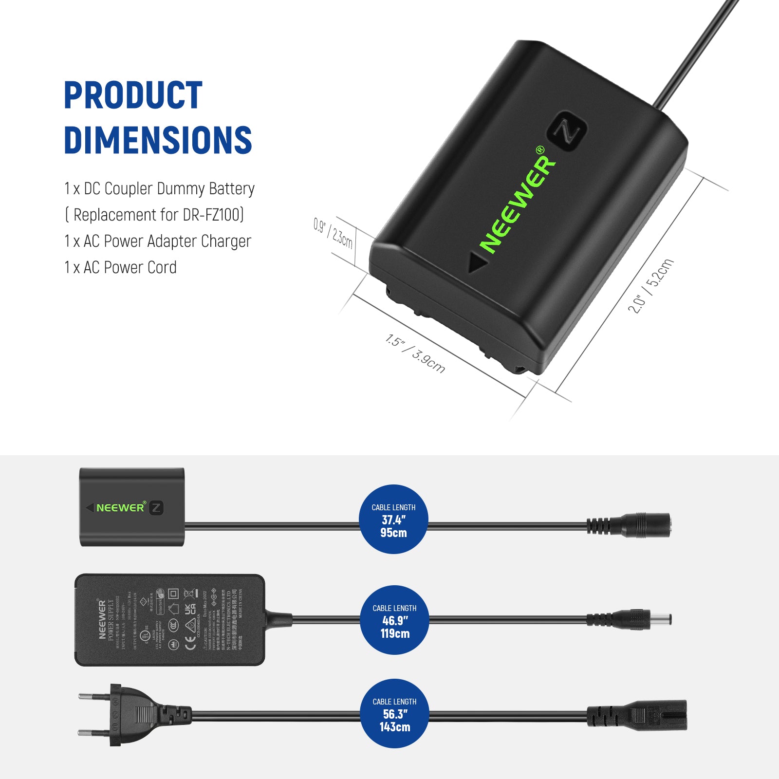 10101336_6 NEEWER NP-FZ100 SONY DC COUPLER DUMMY BATTERY CHARGER SET (10103235) – Au meilleur prix en Tunisie